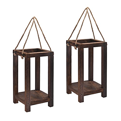 Yorkmills Wedding Lantern Candle Holders For Table Centerpiece Set Of 2, Farmhouse Decor Hanging Wooden Candle Holder For Flameless Candles, Rustic Pillar Candle Lanterns For Wedding Table Decorations #TOP3