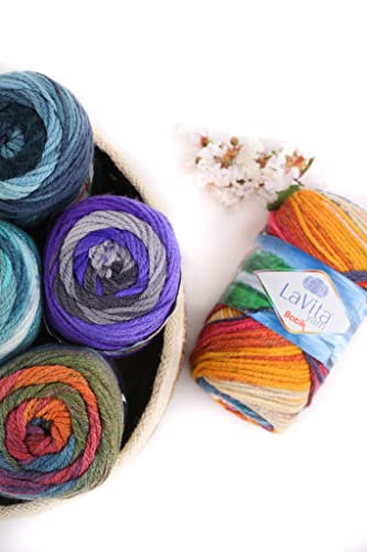 Lavita Yarn Batik Hand Knitting Yarn, 5-Pieces Pack, 100% Acrylic Yarn, 1 Ball 100 Gr, 170 Mt (Dg09) #TOP3