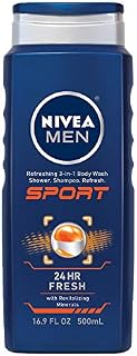 NIVEA for Men Sport 3-in-1 Body Wash, 16.9 fl. oz. Bottle