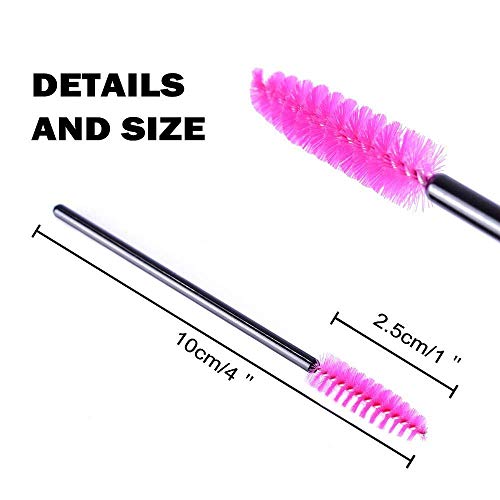 Foto von 50 PCS Einweg-Wimpernbürsten Mascara Zauberstäbe Wimpern-Augenbrauen-Applikator Kosmetische Make-up-Pinsel-Tool-Kits (schwarz-rosa)