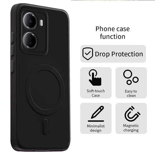 Image of amazon basics Back Cover for Redmi 15A 5G Soft Matte Silicone Mag-Safe Design (Mag-Safe Not Support) Camera Protection | Slim Fit Bumper Cover (Black)