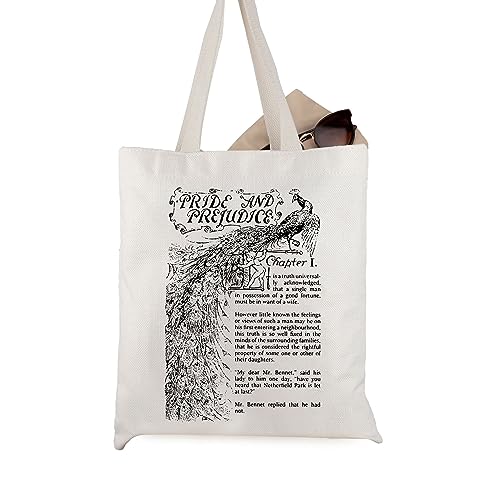 JTOUK Bookish Gift Literarisches Geschenk Stolz und Vorurteil Buchliebhaber Segeltuch Tragetasche, Pride Tote EU, 13.78 inch x 14.96 inch, Large