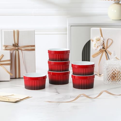 MALACASA 6 oz Ceramic Ramekins, Oven Safe Souffle Dishes, Set of 6, Red by MALACASA - Used condition - Image 9