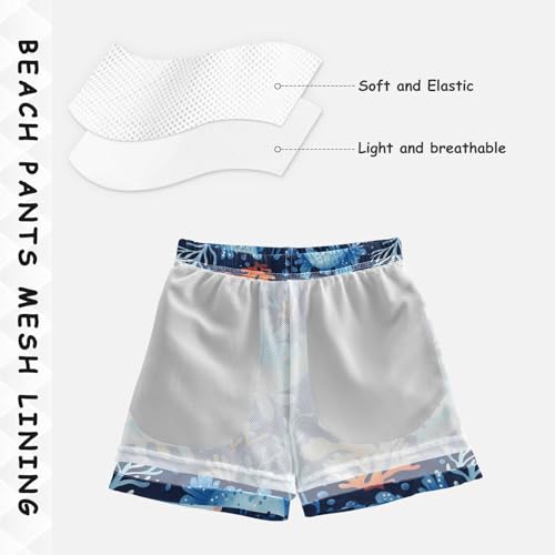 Pigsaly Boys' Swim Board Shorts Featuring Pink Fish Blue Boy's Swim Trunks Kids Swimwear 3T4