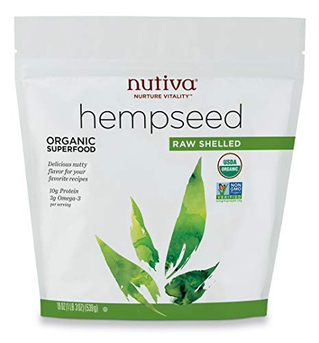 Nutiva Organic Raw Shelled Hempseed From Non-Gmo, Sustainably Framed Canadian Hemp, 19 Ounce & Organic Premium Black Chia Seeds, 32 Ounce #TOP1