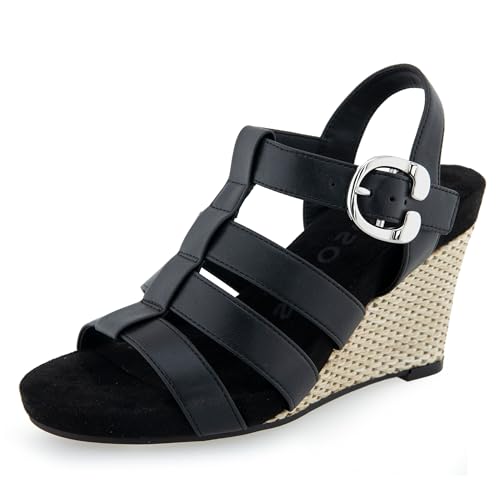 Aerosoles Women's PAIGE Wedge Heel Sandal, Black PU, 9W