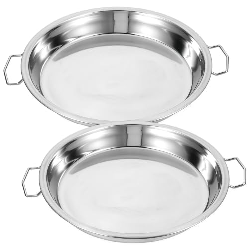 Cabilock Double Ear Steaming Plate 11.02 Inch Stainless Steel Steaming Tray with Handles for Kitchen Cooking Rice Cakes Cold Noodles and Party Snacks