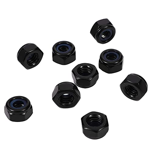 mewudecor 14-20 nylon insert hex lock nuts locknuts 304 stainless steel 18-8 black oxide 25 pcs