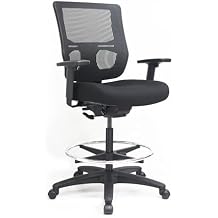Eurotech Seating Apollo II Extended Height Ergonomic Office Drafting Stool, Mesh Back, and Foot Ring, Swivel Executive Task Office Chair, Black