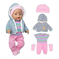 Puppenkleidung Puppenkleider Set mit Mantel Bluse Hosen Hut und Socken für 36-43 cm Baby Puppen (Keine Puppe)