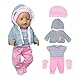 Puppenkleidung Puppenkleider Set mit Mantel Bluse Hosen Hut und Socken für 36-43 cm Baby Puppen (Keine Puppe)