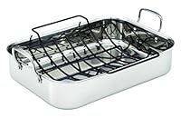 Anolon Tri-Ply Clad Stainless Steel 17-Inch by 12-1/2-Inch Large Rectangular Roaster with Nonstick Rack