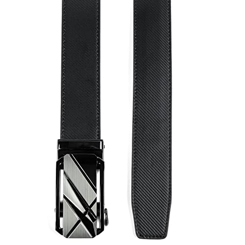 Drowsmen Belt men,leather ratchet belt 1 3/8" with Click Sliding Automatic Buckle, Adjustable belt Trim to Fit2