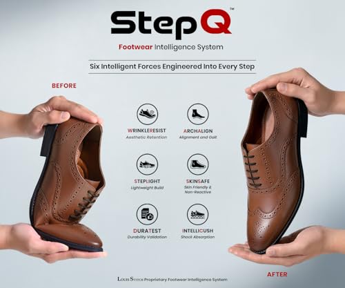Image of LOUIS STITCH Men's Formal Lace-up Brogue Shoes | Solid Design | Ideal for Formal, Business Casual, and Parties (LSRGBGTN)