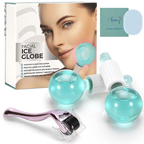 AINAZ Ice Globes For Face & Eye Puffiness Relief – Premium Ice Globes with smooth surface glass with Soothing and Calming effect- 540 titanium Microneedle 0.25mm instrument for home use