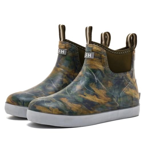 Image of HSBDNZQ Men's Deck Boots, Waterproof Anti-Slip Rain Boots for Fishing | Waterproof boots with anti-slip traction for fishing, boating, farming and outdoor work, featuring ankle support and comfort.