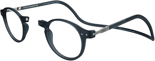 Clic Anteojos de lectura magnéticos para hombres o mujeres, para computadora, Brooklyn (S-M, Gris mate oscuro, 1.25 de aumento)