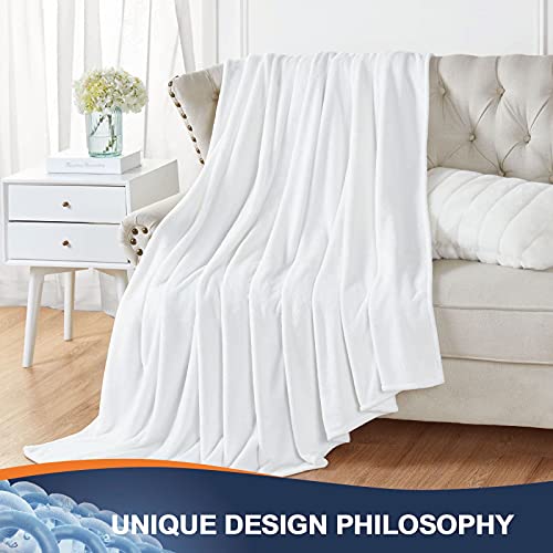 Walensee Fleece Blanket Plush Throw Fuzzy Lightweight (Throw Size 50X60 White) Super Soft Microfiber Flannel Blankets For Couch, Bed, Sofa Ultra Luxurious Warm And Cozy For All Seasons #TOP3