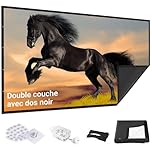 Écran de projection portable amélioré 2025 – Dos noir, bords droits, pliable, lavable et infroissable – Pour home cinéma intérieur et cinéma extérieur – 152,4 cm – Blanc 16:9 de IOLIEO