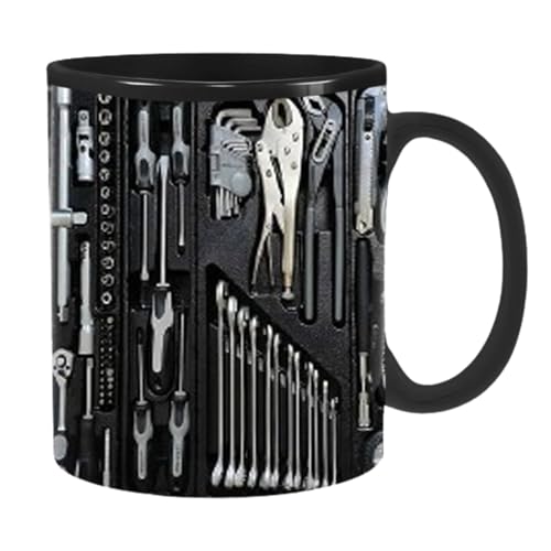 Funny Coffee Tagn For Mechanics | Tazza In Ceramica Nera A Forma Di Cassetta Degli Attrezzi | Grande Tazza Di Caffè Da Regalo Meccanico Per Tè, Birra, Whisky, Vino, Acqua, Succo | Coppa Di Novità Per