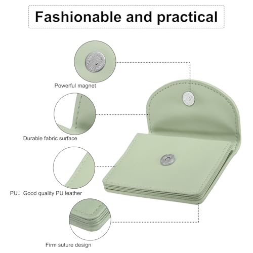 Image of uxcell PU Leather Business Card Case, Business Name Card Holder Wallet with Magnetic Shut Pocket Holder for Women Credit ID Card, Green