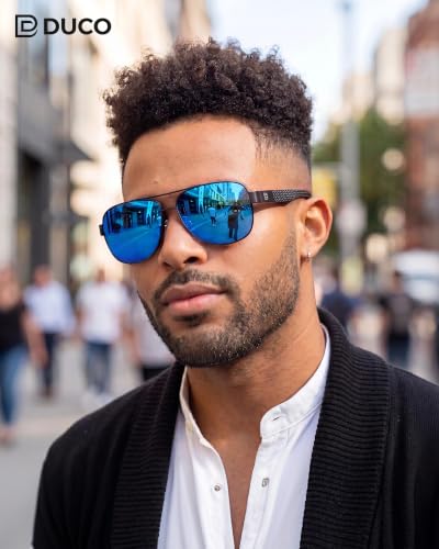 Image of DUCO Aviator Sunglasses for Men Women Carbon Fiber Polarized Sunglasses Men UV Protection for Driving Golf Fishing 3051