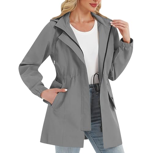 Veste de pluie pour femme imperméable et légère de couleur unie coupe ajustée