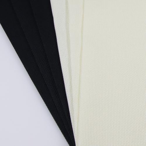 Image of KCS 4 /6 pc of 12 inch x 18 inch(30cmx45cm) 18CT Counted Cotton Aida Cloth Cross Stitch Fabric (6 pc, Antique White+Black)