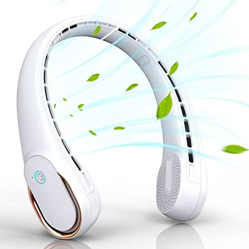 FrSara Neck Fan, Portable Fan Strong Wind, Adjustable, 360° Cooling, Super Quiet, No Blade Fan Design, No Hair Twisting, Even Air Volume On Both Sides, Non-Slip Material, Short Charging, Long Use Time