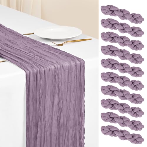 Showgeous 10 Pack Purple Cheesecloth Table Runner, 17 x 108 Inches