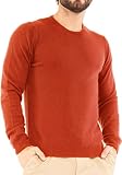 Marine Cashmere - O'Neck aus 100% Kaschmir für Herren, Pullover mit Rundhalsausschnitt, Made in Italy (Mango - 3XL)
