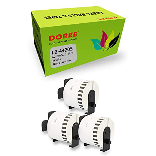 Ruban adhésif amovible Doree DK-44205 compatible Brother QL 62mm x 30,48m