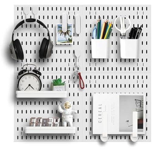 Pegboard Wall Organizer Kit, Modular Storage System, White