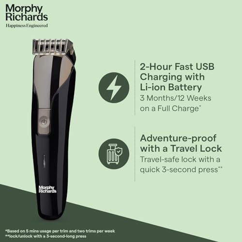 Morphy Richards Kingsman Pro 12-in-1 Grooming Kit for Men| Rechargeable All in One Men Trimmer|5 Face Nose Ear Hair Blades| Nose & Ear Trimmers| Private Part Shaving Body Groomers I 2-yr Warranty (Image - 3)