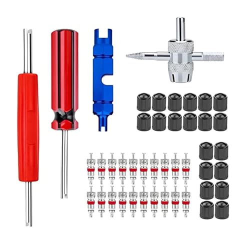 Zernavith 44Pcs Tyre Valve Core Removal Tool Tyre Valves Repair Kit Car Bike Tyre-Valve Core Tool Set for Easy Tire Maintenance Valve Removal Tool Set Fit for Car Bicycle Auto