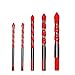 Meccion Glass and Tile Hole saw Drill Bit Kit Great for Tile,Concrete, Brick, Glass, Plastic and Wood Carbide Tipped Mandrels Saws 6mm 8mm, 10mm, 12mm 5-Piece Set