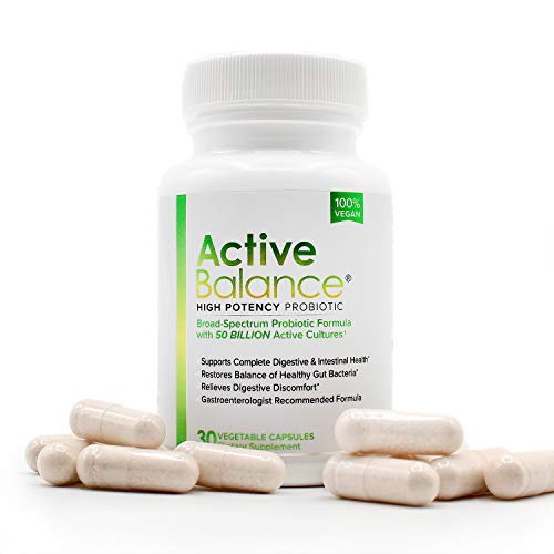 Active Balance: Maximum Strength Acidophilus Probiotics With Prebiotics | Digestive Enzymes With 50 Billion Cfus, Shelf Stable, Acid & Bile Resistant For Optimal Gut Health, 2 Bottles, 30 Caps Each #TOP1