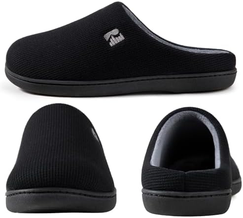 RockDove Men's Original Two-Tone Memory Foam Slipper, 9-10, Black/Grey - 3