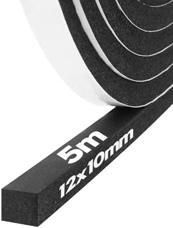 Storystore Dichtungsband Selbstklebend, Schaumstoff Dichtungsband 12 mm(B) x10 mm(D), Moosgummi selbstklebend für Tür Fenster, türdichtung, wetterfest, Anti-Kollision, Schalldämmun