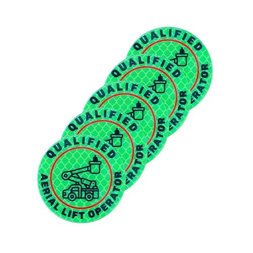 Certified Aerial Lift Operator Retro Reflective Hard Hat Safety Stickers 5 pk 2” Inches Waterproof Adhesive Very Sticky Book Construction Training