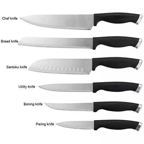 Knife Set, 17 Pieces Kitchen Knives Set Includes 13Pcs Stainless Steel Chef Knives, Knife Sharpener, Acrylic Block Stand, Sharp Scissors And Peeler For Cutting Slicing Chopping Dicing(Silver) #TOP1