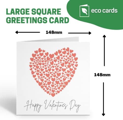 Red Hearts Valentines Card with Free Birthday Card - Premium Valentine's Day Cards for Wife, Husband, Girlfriend, Boyfriend in Plastic Free Packaging