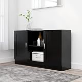 vidaXL Buffet Armoire Latérale Meuble de Rangement Armoire de Rangement avec 2 Compartiments et 2 Portes Maison Noir 120x30,5x70 cm Aggloméré