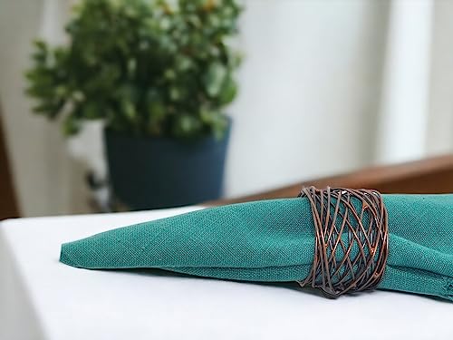 Napkin Rings Set of 12, Mesh Napkin Holders, Antique Napkin Rings Bulk for Party Decoration, Dinning Table, Everyday, Family Gatherings - A Great Tabletop Décor - Bronze