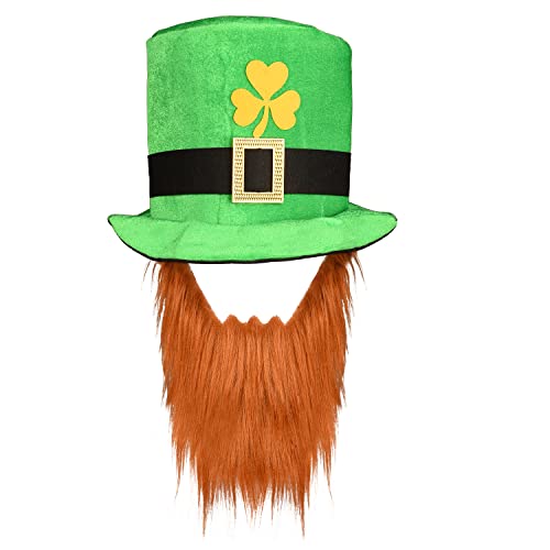 MFUOE Leprechaun Beard Hat - St. Patrick's Day Green for Irish Party