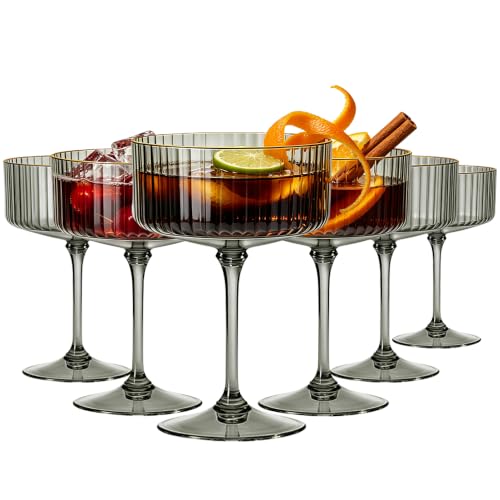SDBALLBZ 6PCS Plastic Martini Glasses Black Disposable Coupe Glasses