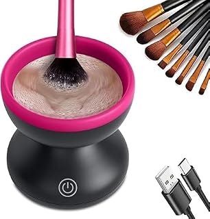ROCKTELLS Electric Makeup Brush Cleaner Machine Automatic USB Cosmetic Brushes Cleaner Cleanser Tool for All Size Beauty Makeup Brush Set, Liquid Foundation, Contour, Eyeshadow,