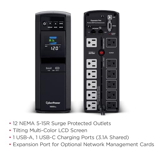 image for CyberPower CP1500PFCLCD PFC Sinewave UPS Battery Backup and Surge Prot
