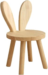 Taburete pequeño pequeño de madera maciza con orejas de conejo, para niños
