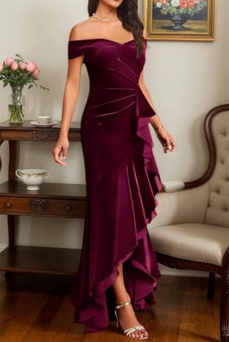Robe de soirée en velours sirène WQL079 pour sculpter la silhouette - 4